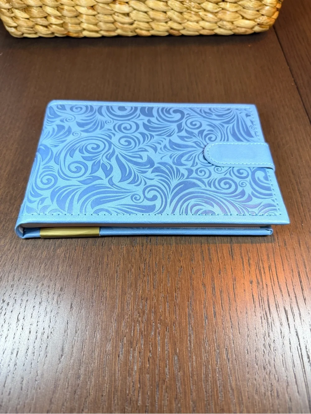 New Blue Floral Pattern Embossed Photo Book holds 48 4x6 Photos